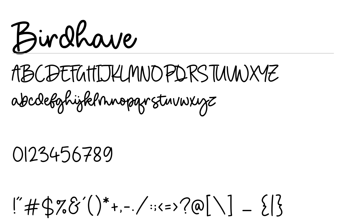 Birdhave Font preview