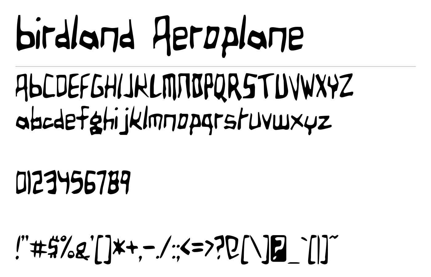 Birdland Aeroplane Font preview