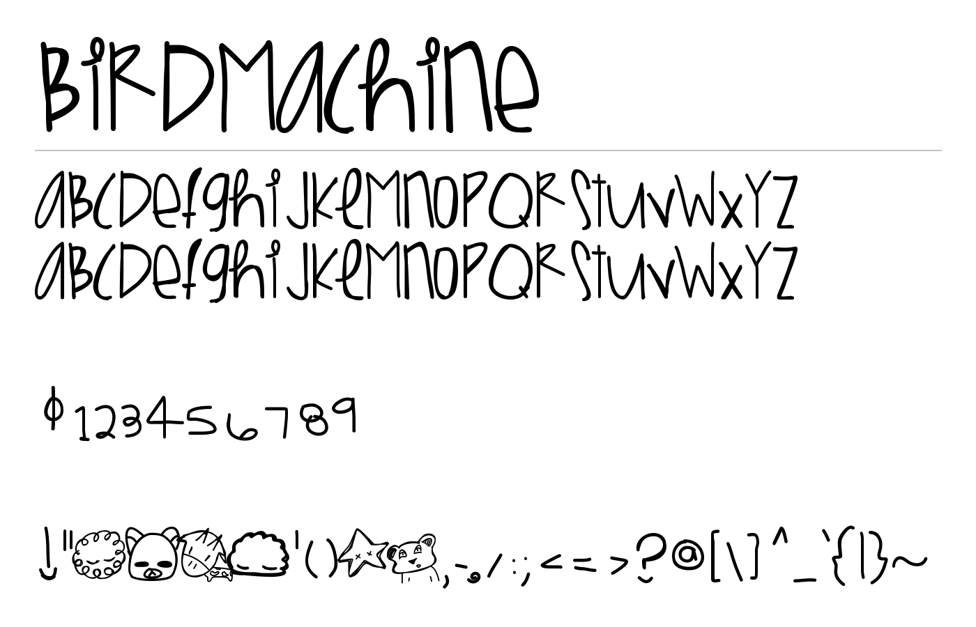 BirdMachine Font preview