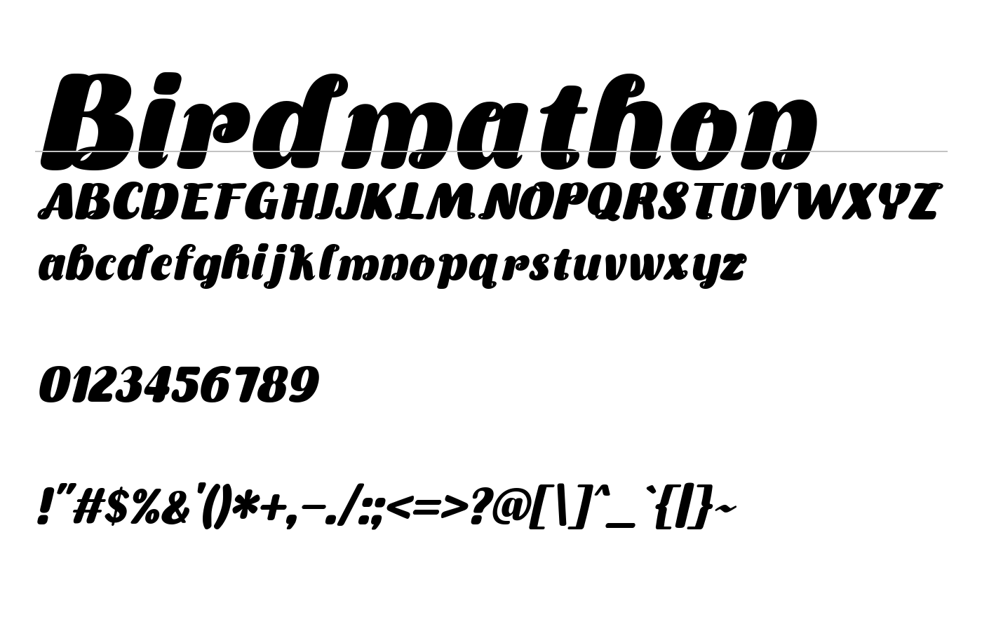 Birdmathon Font preview