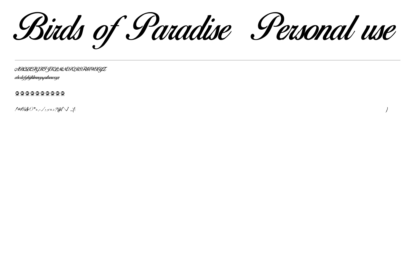 Birds of Paradise Personal use Font preview