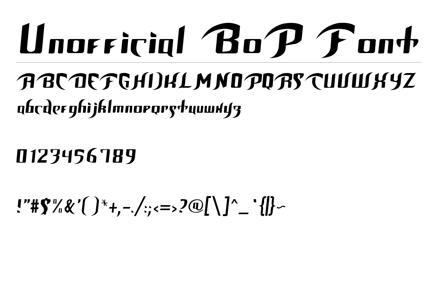 Unofficial BoP Font preview
