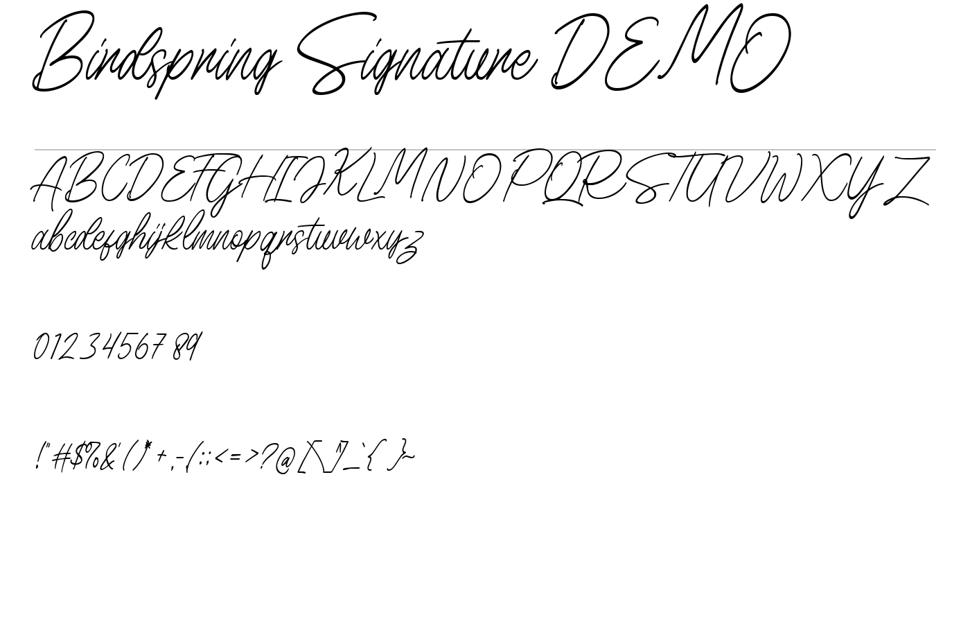Birdspring Signature DEMO Font preview