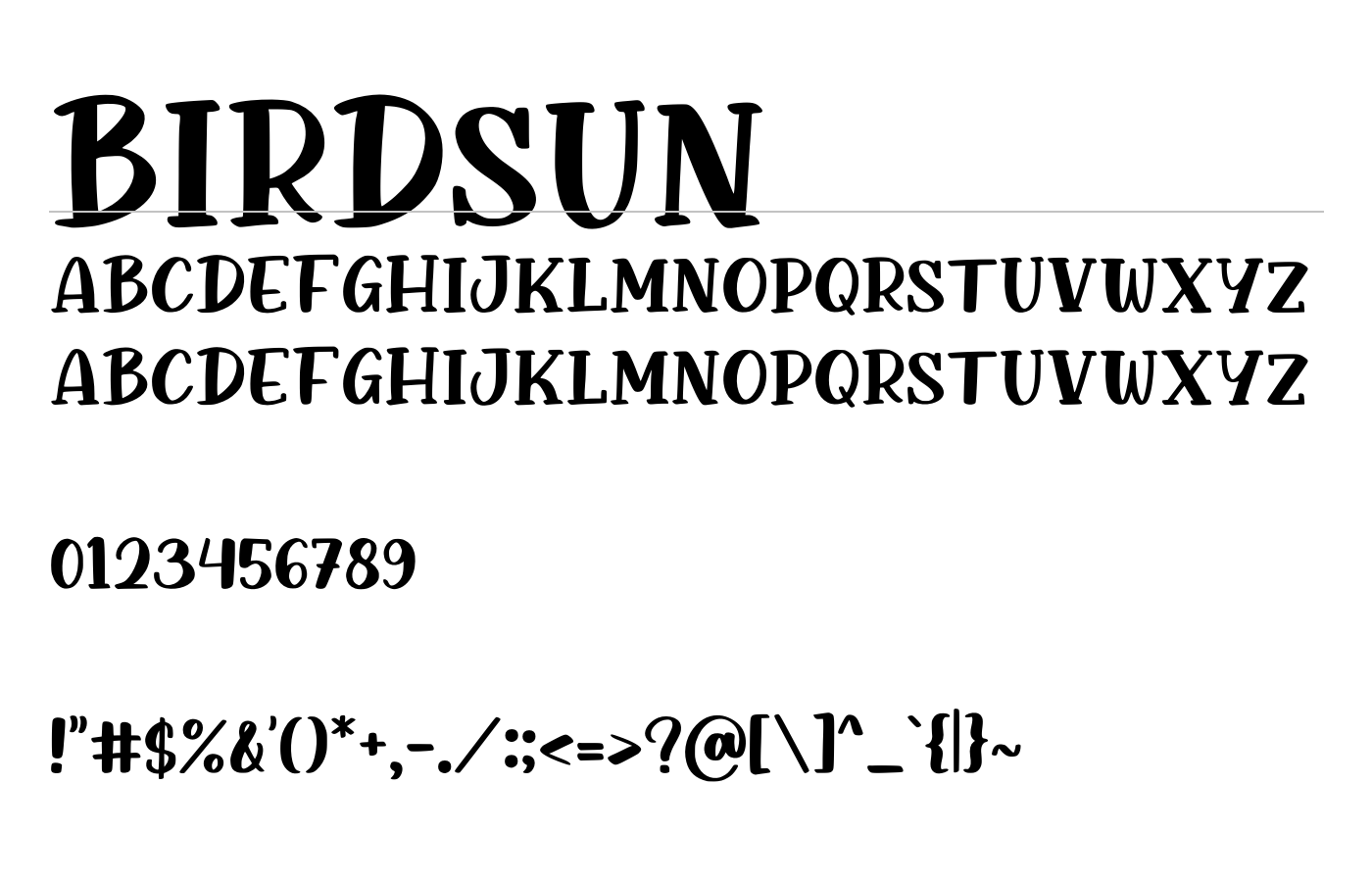 Birdsun Font preview
