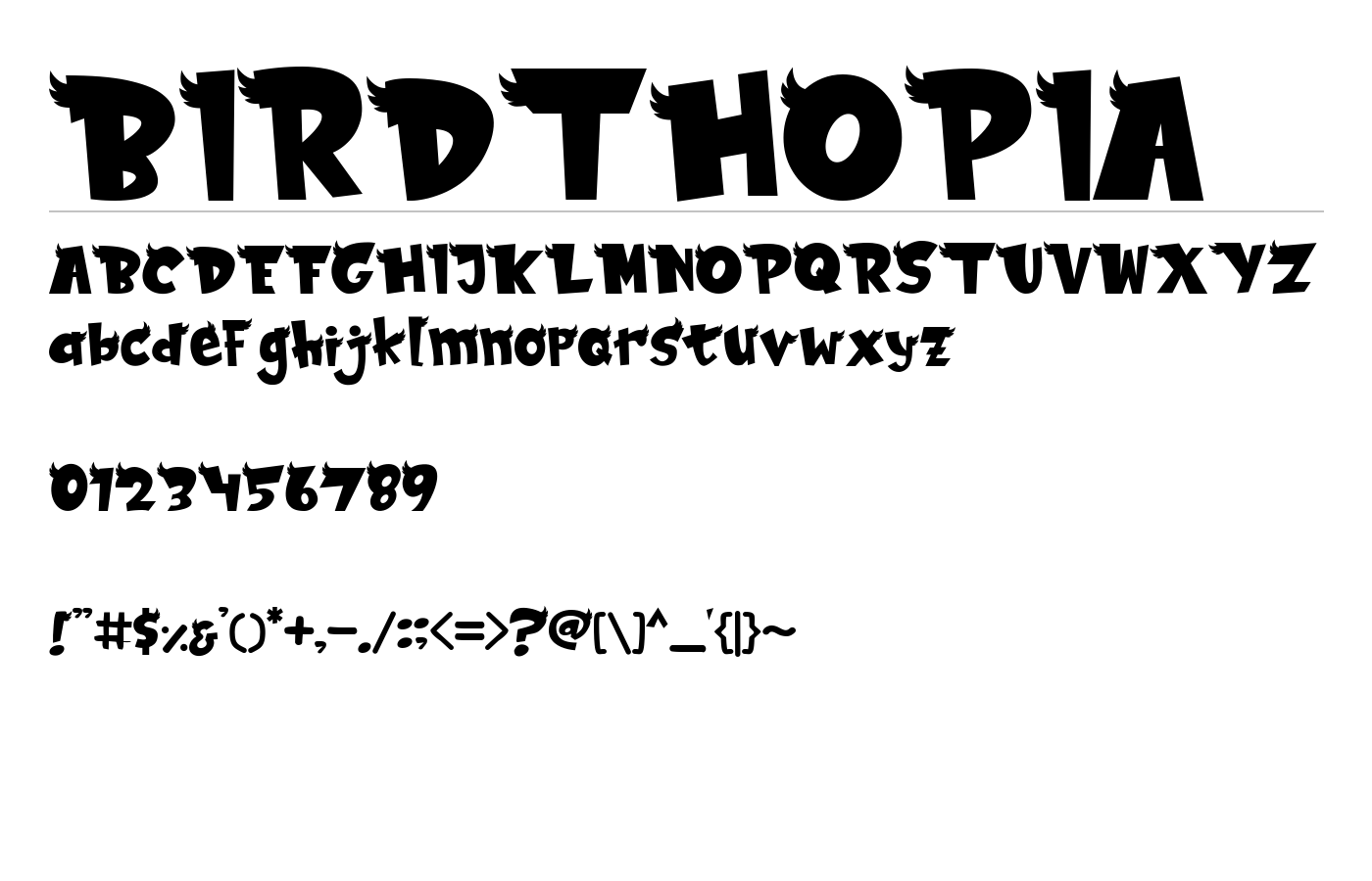 BIRDTHOPIA Font preview