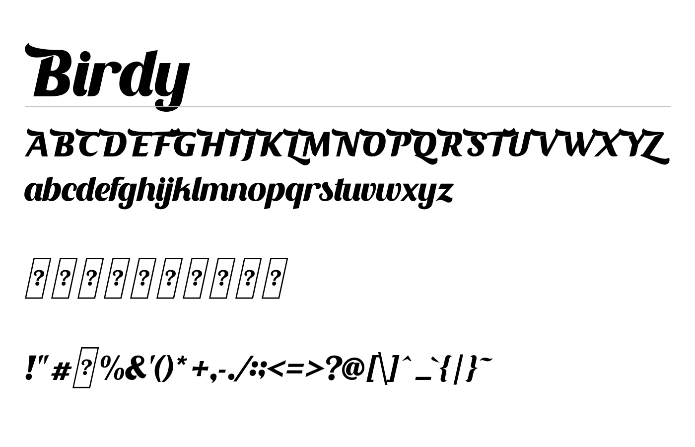 Birdy Font preview