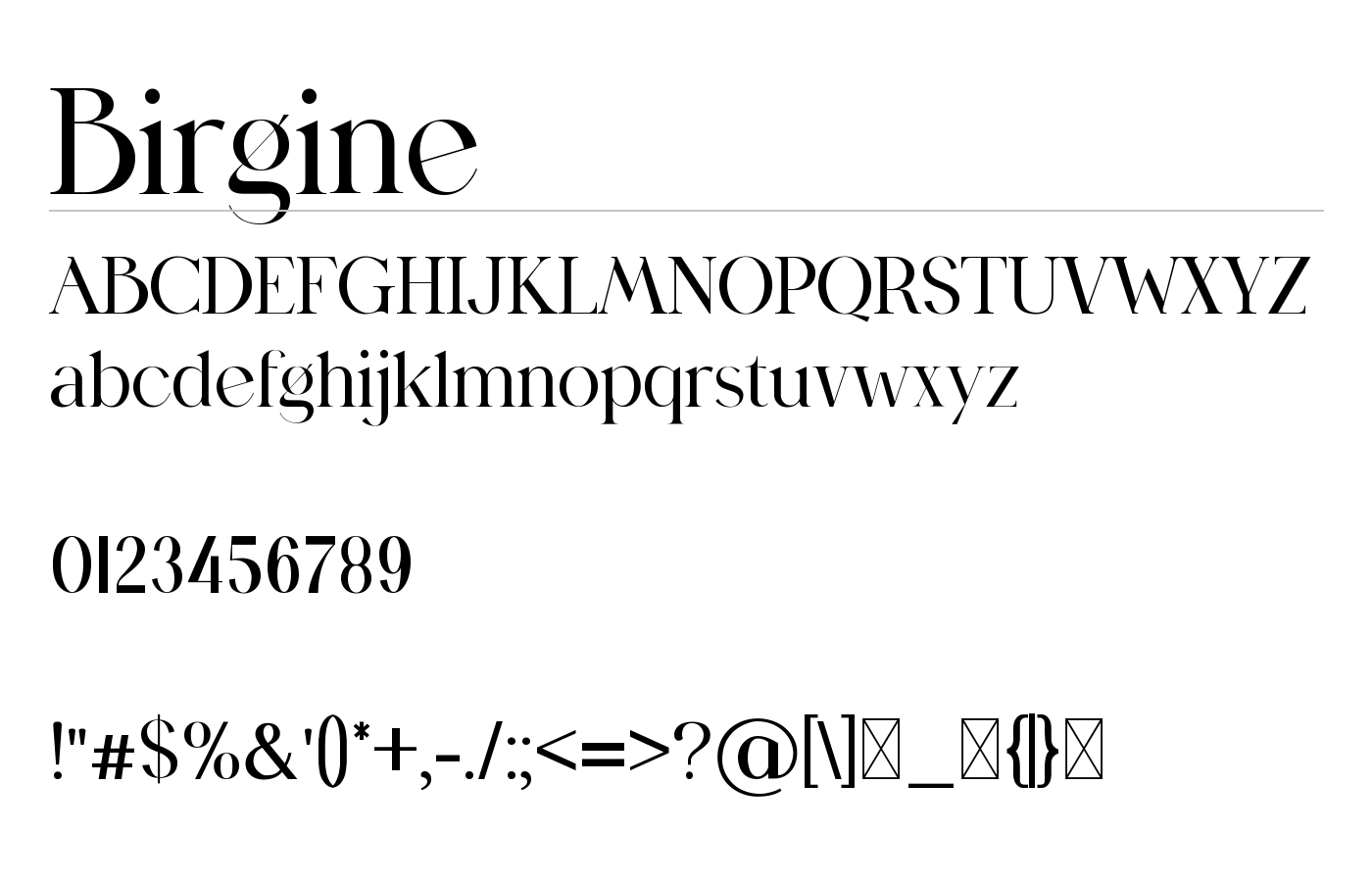 Birgine Font preview
