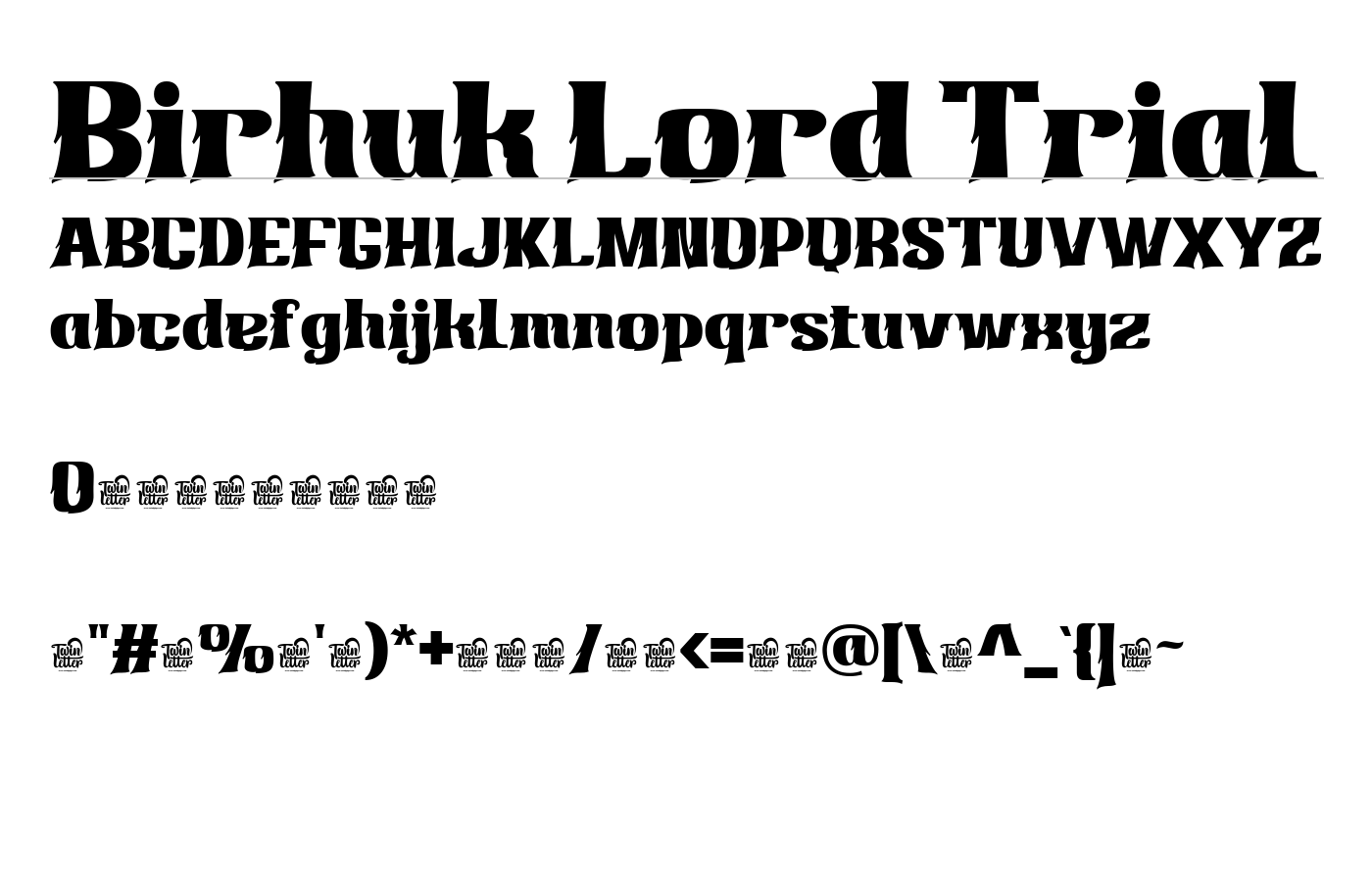 Birhuk Lord Trial Font preview
