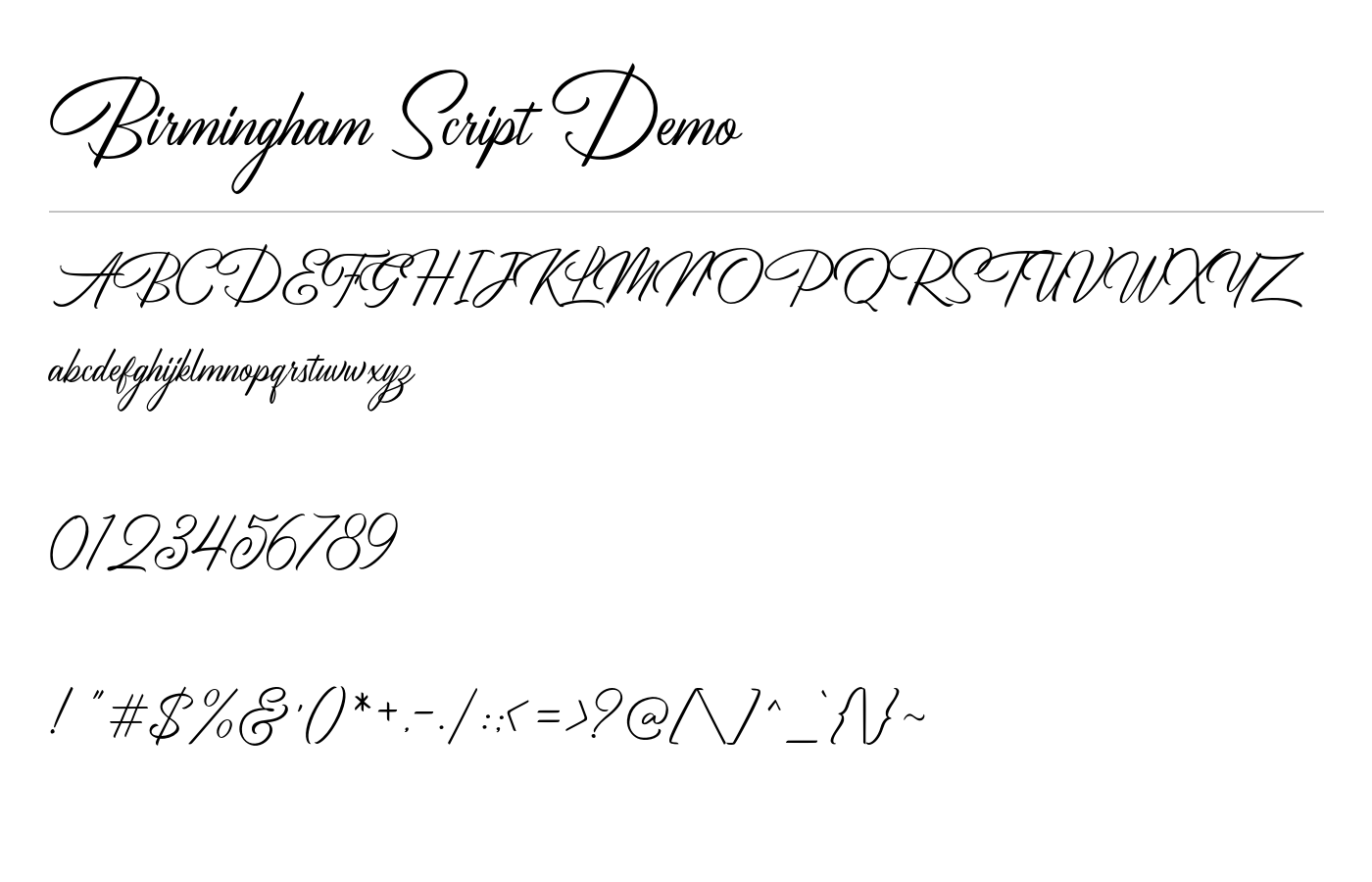 Birmingham Script Demo Font preview
