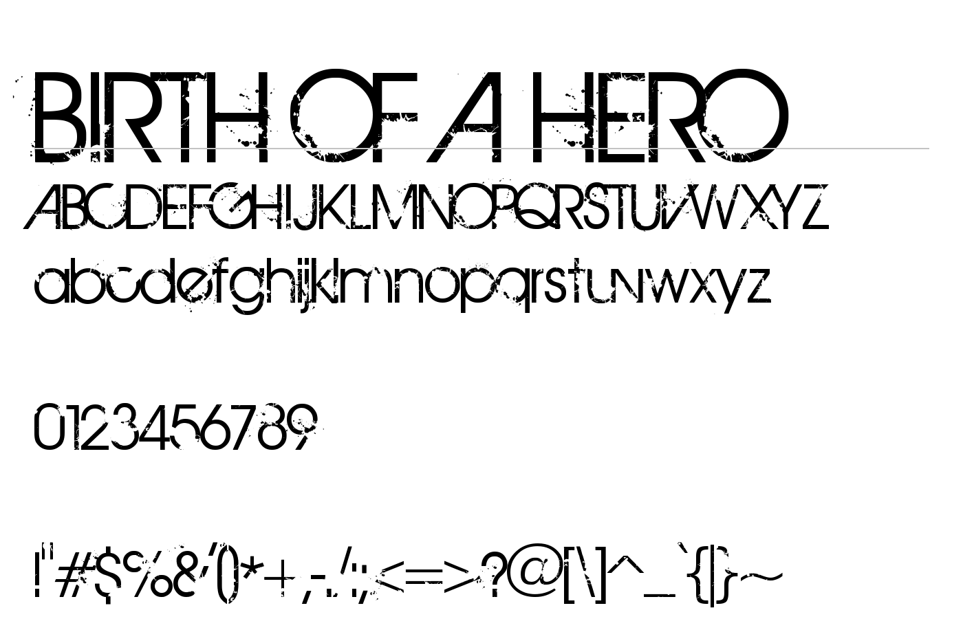 BIRTH OF A HERO Font preview