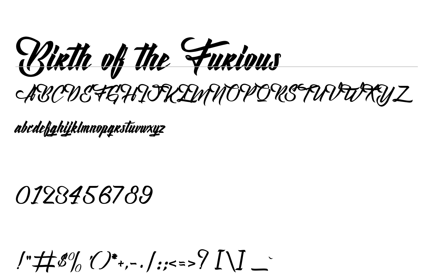 Birth of the Furious Font preview