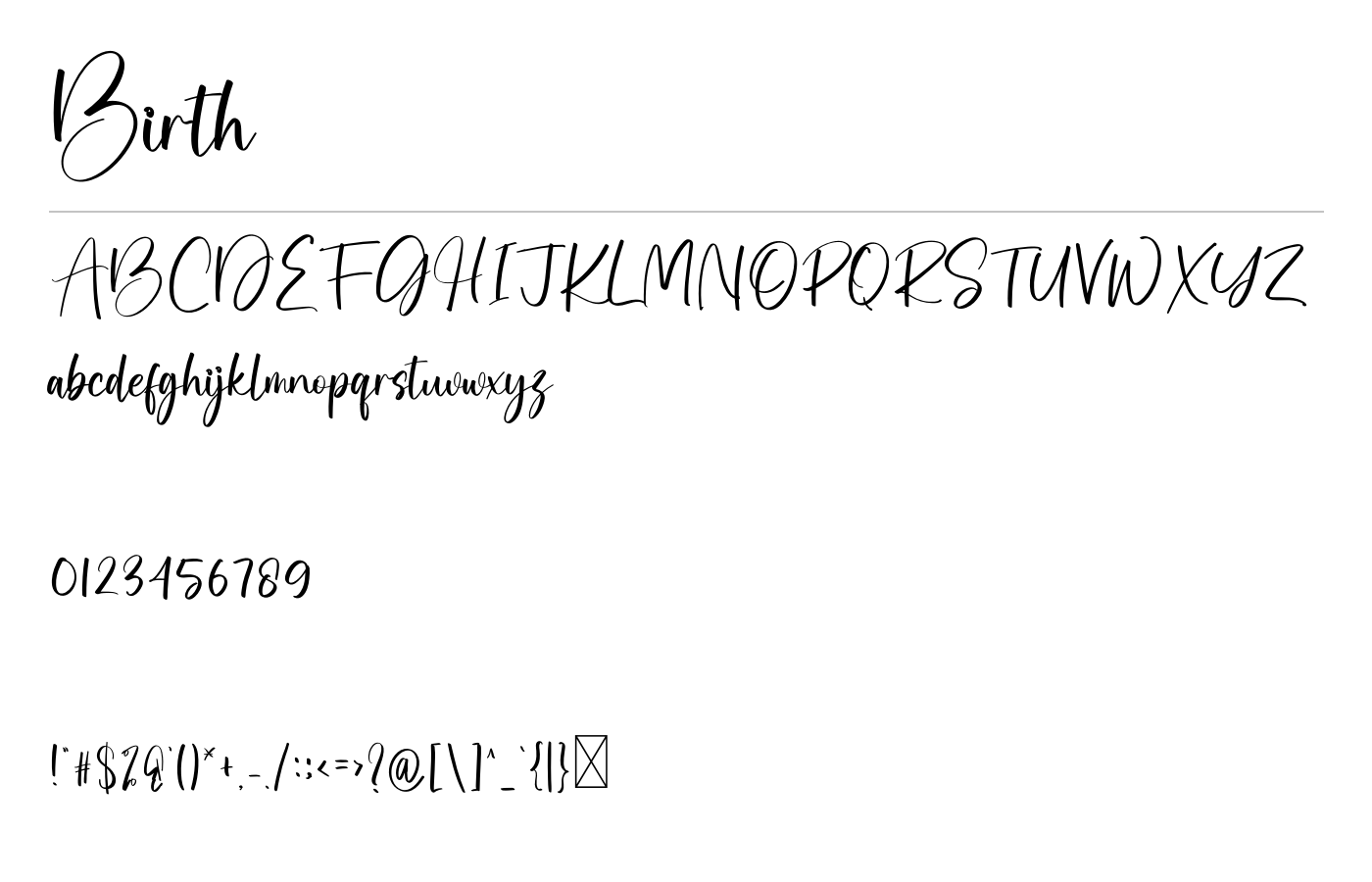 Birth Font preview