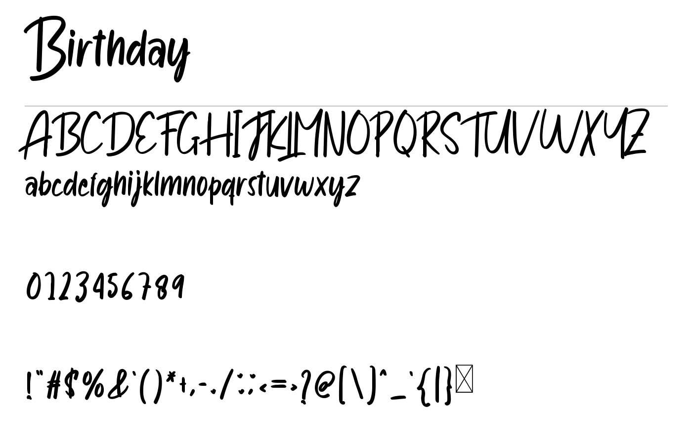 Birthday Font preview