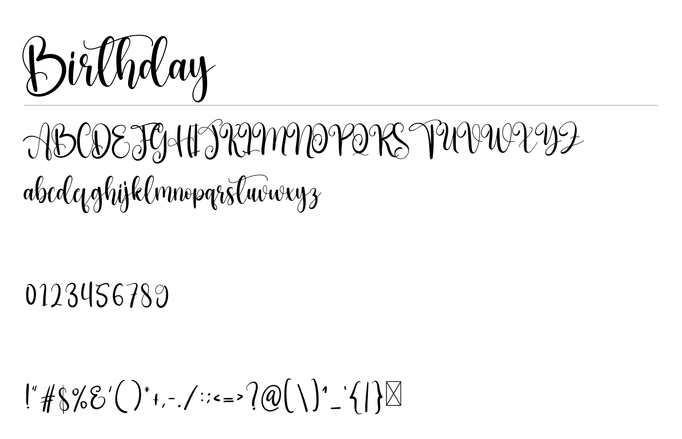 Birthday Font preview