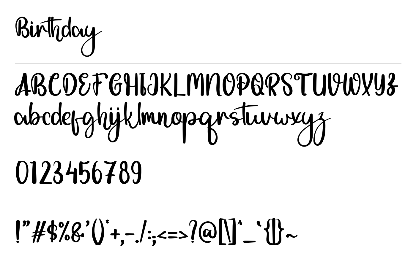 Birthday Font preview