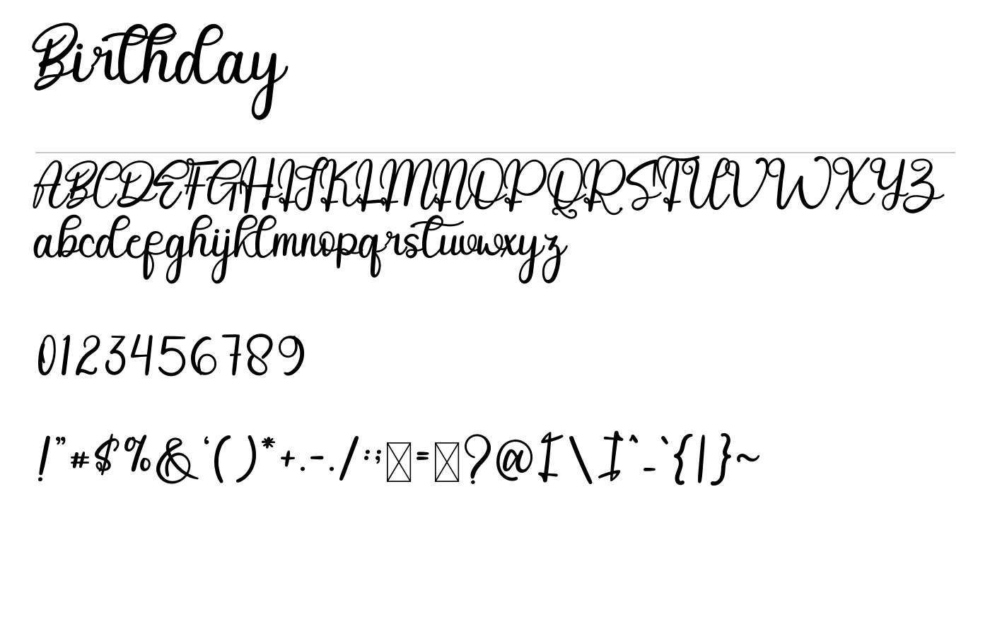 Birthday Font preview