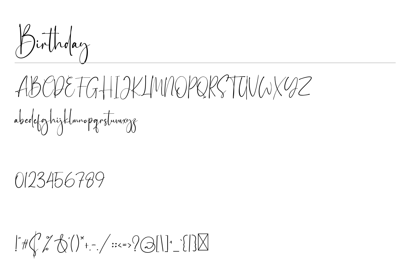 Birthday Font preview