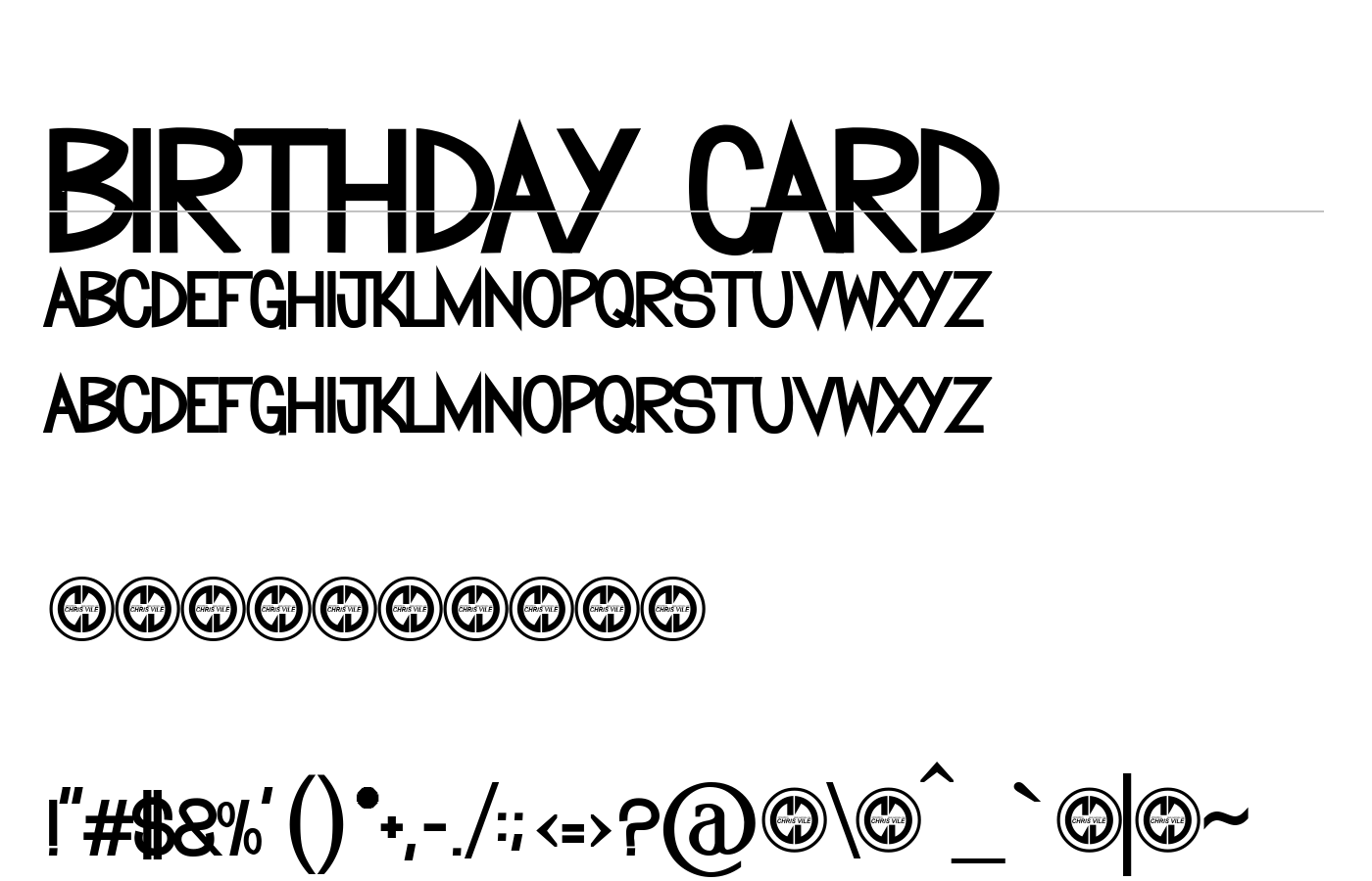 birthday card Font preview
