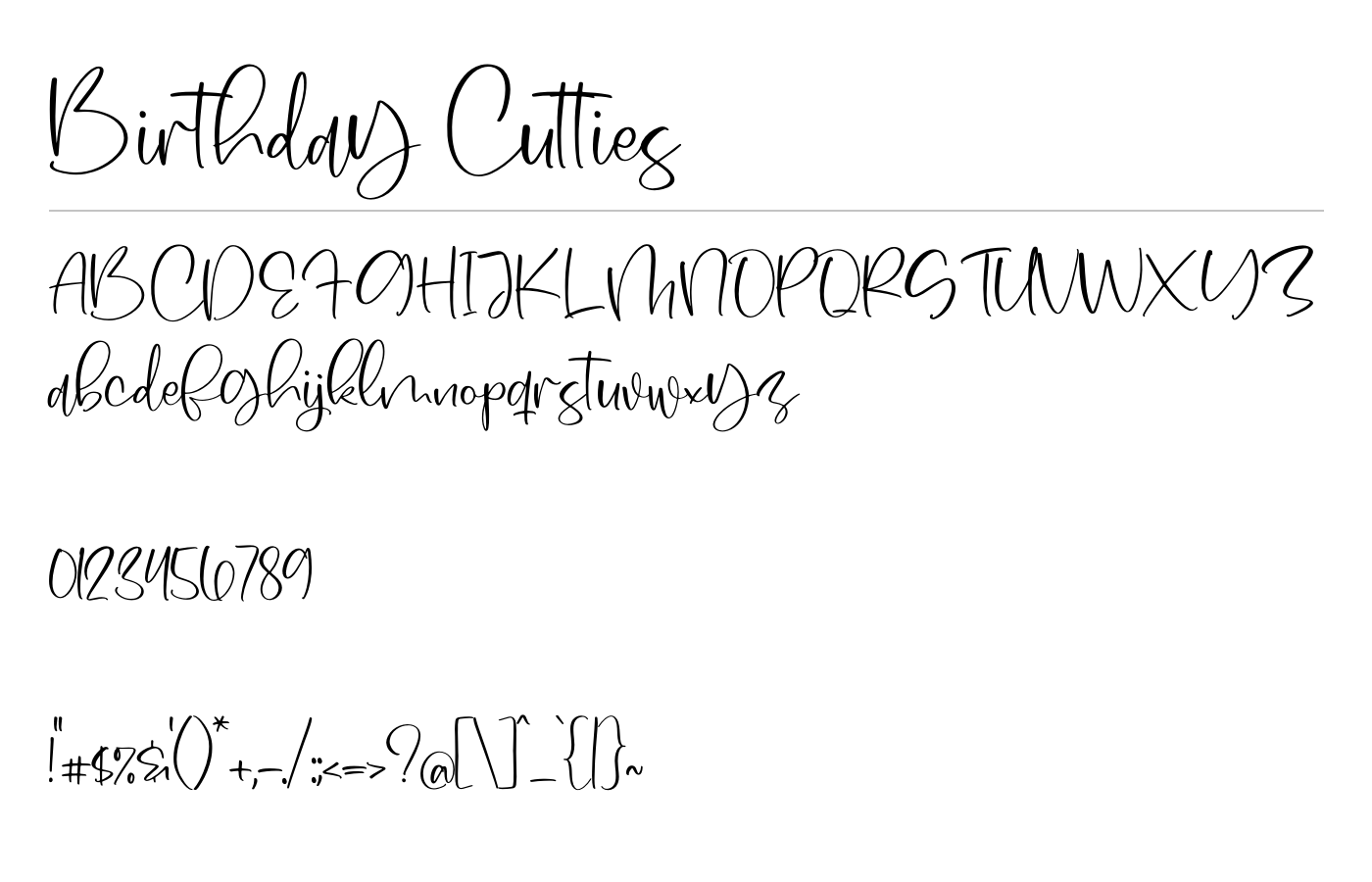 Birthday Cutties Font preview