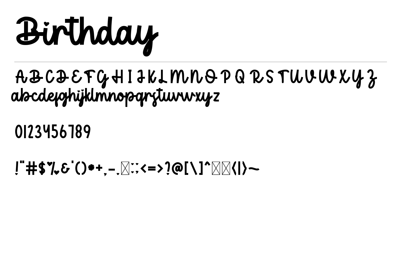 Birthday Font preview