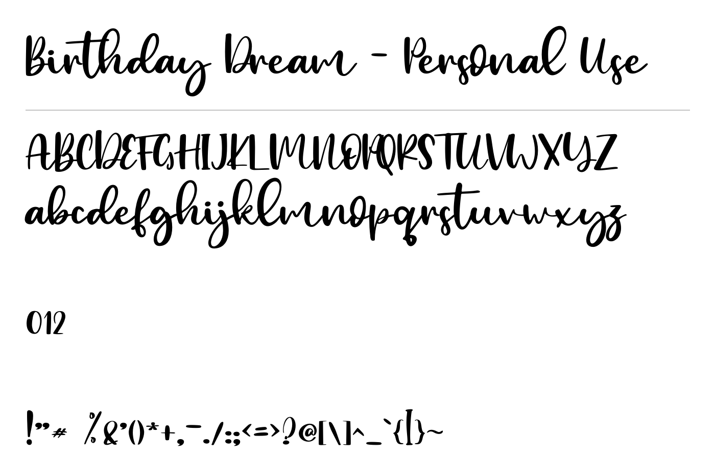 Birthday Dream - Personal Use Font preview