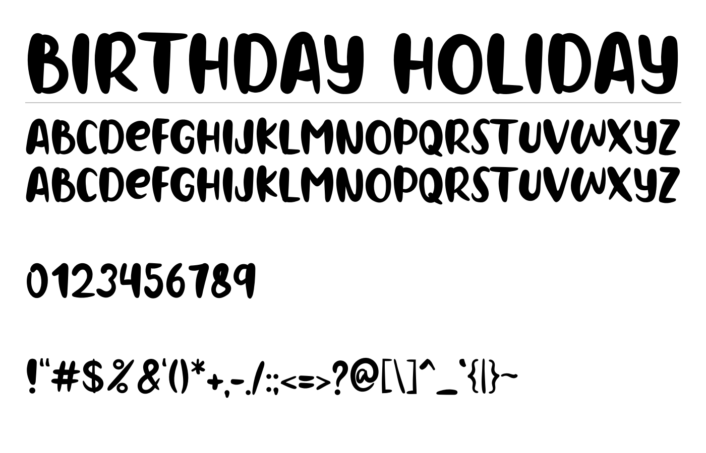 BIRTHDAY HOLIDAY Font preview