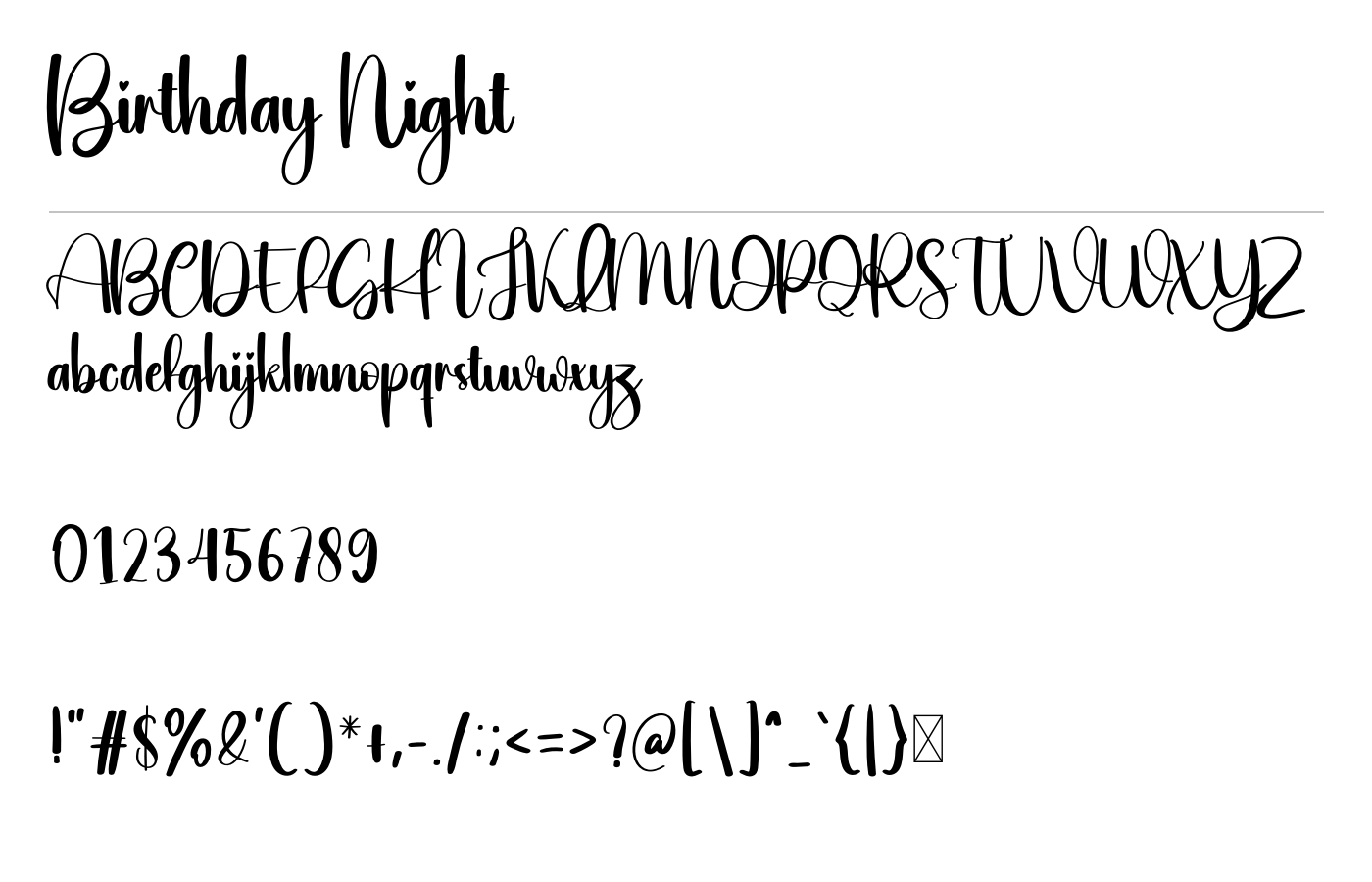 Birthday Night Font preview