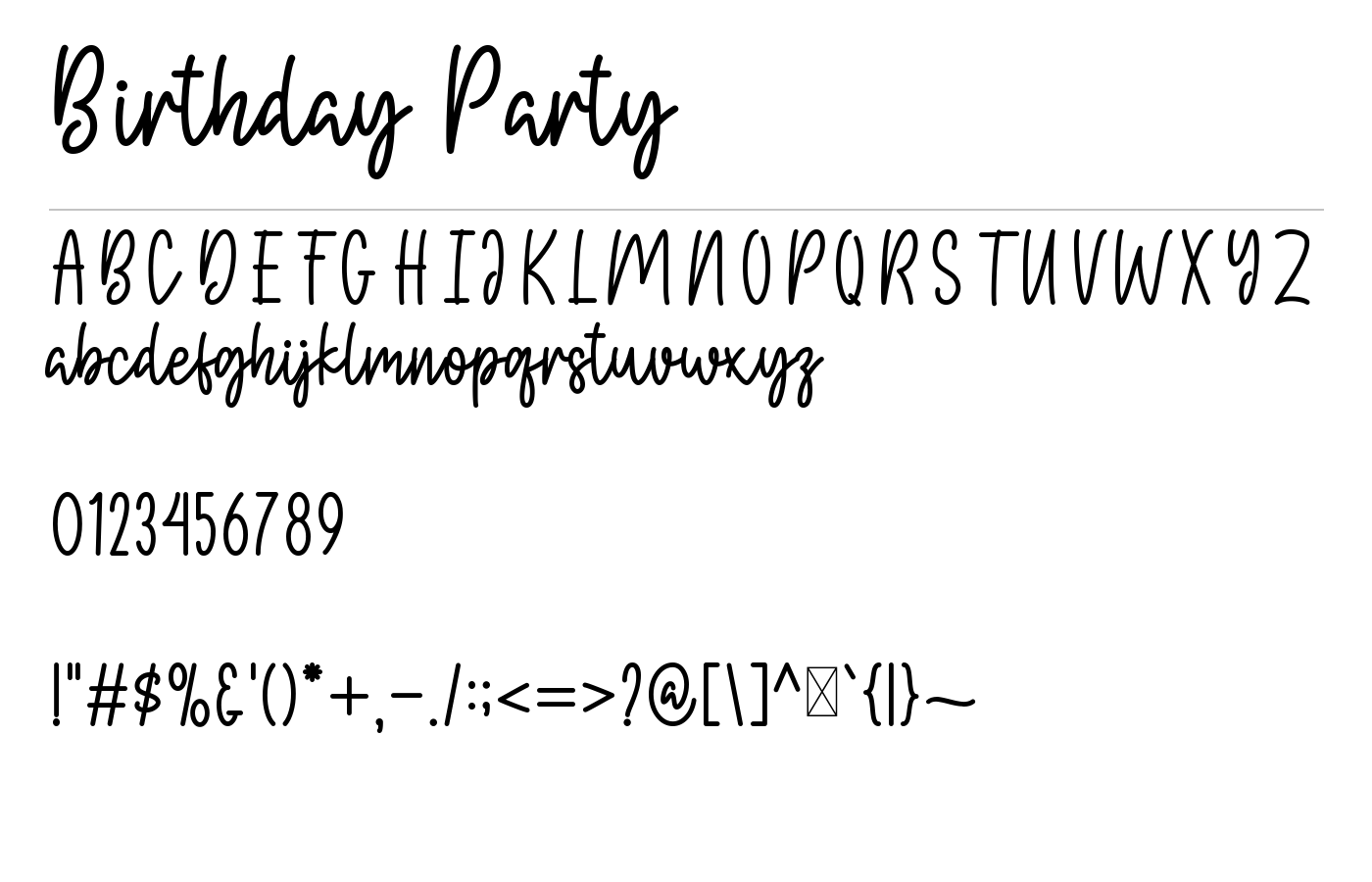 Birthday Party Font preview