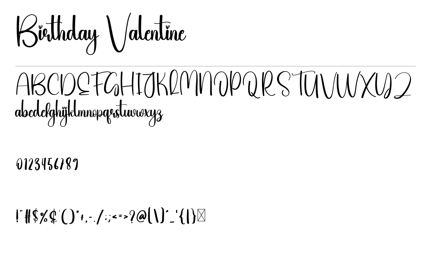Birthday Valentine Font preview