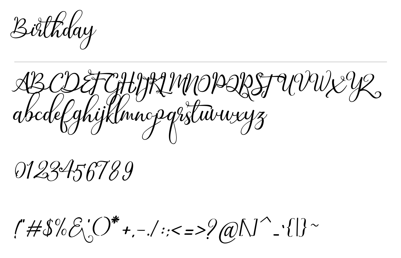 Birthday Font preview