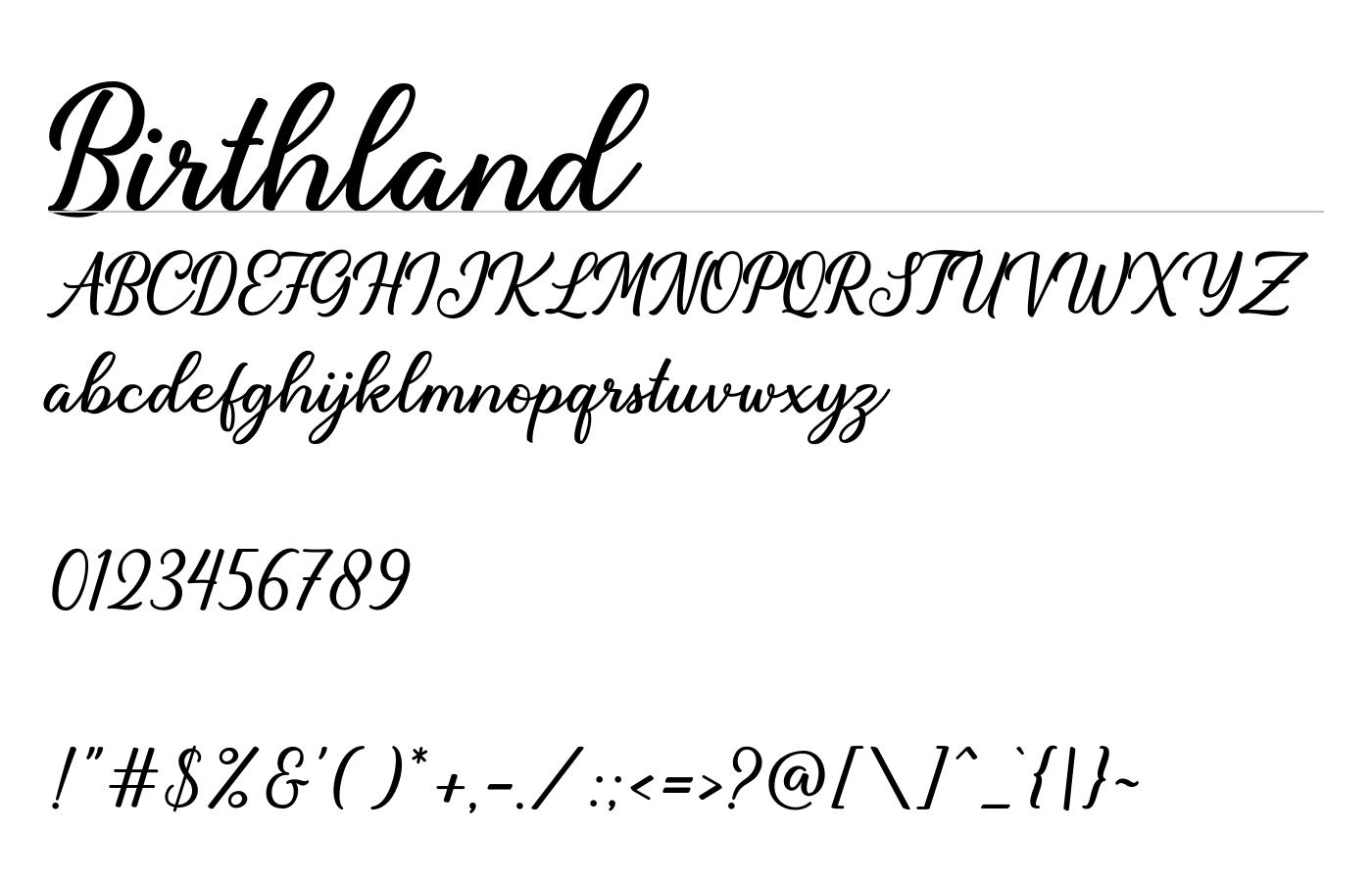 Birthland Font preview