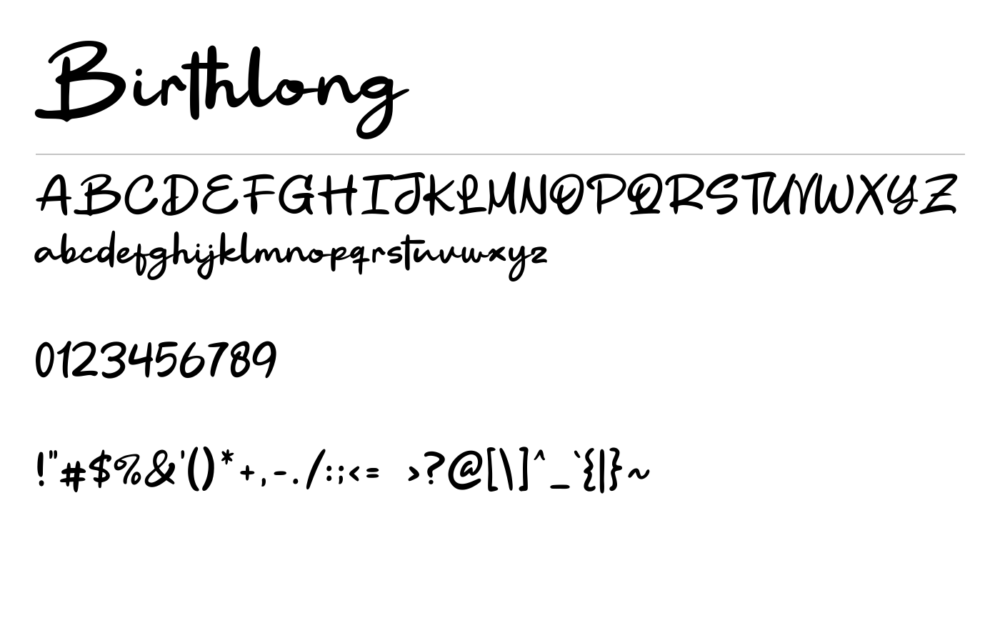 Birthlong Font preview