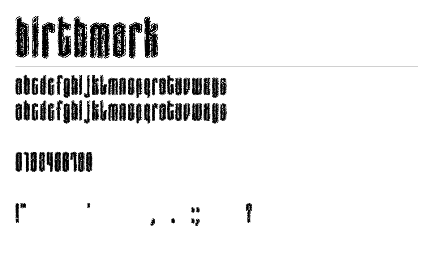 Birthmark Font preview