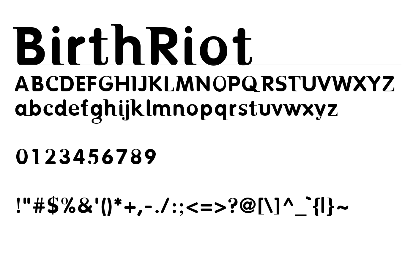 BirthRiot Font preview