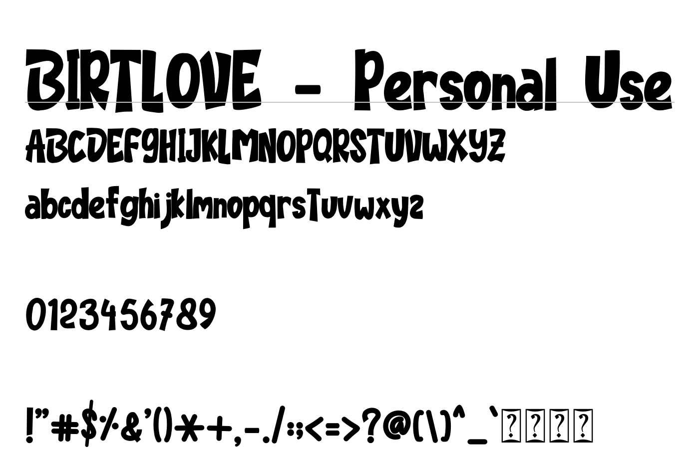 BIRTLOVE - Personal Use Font preview