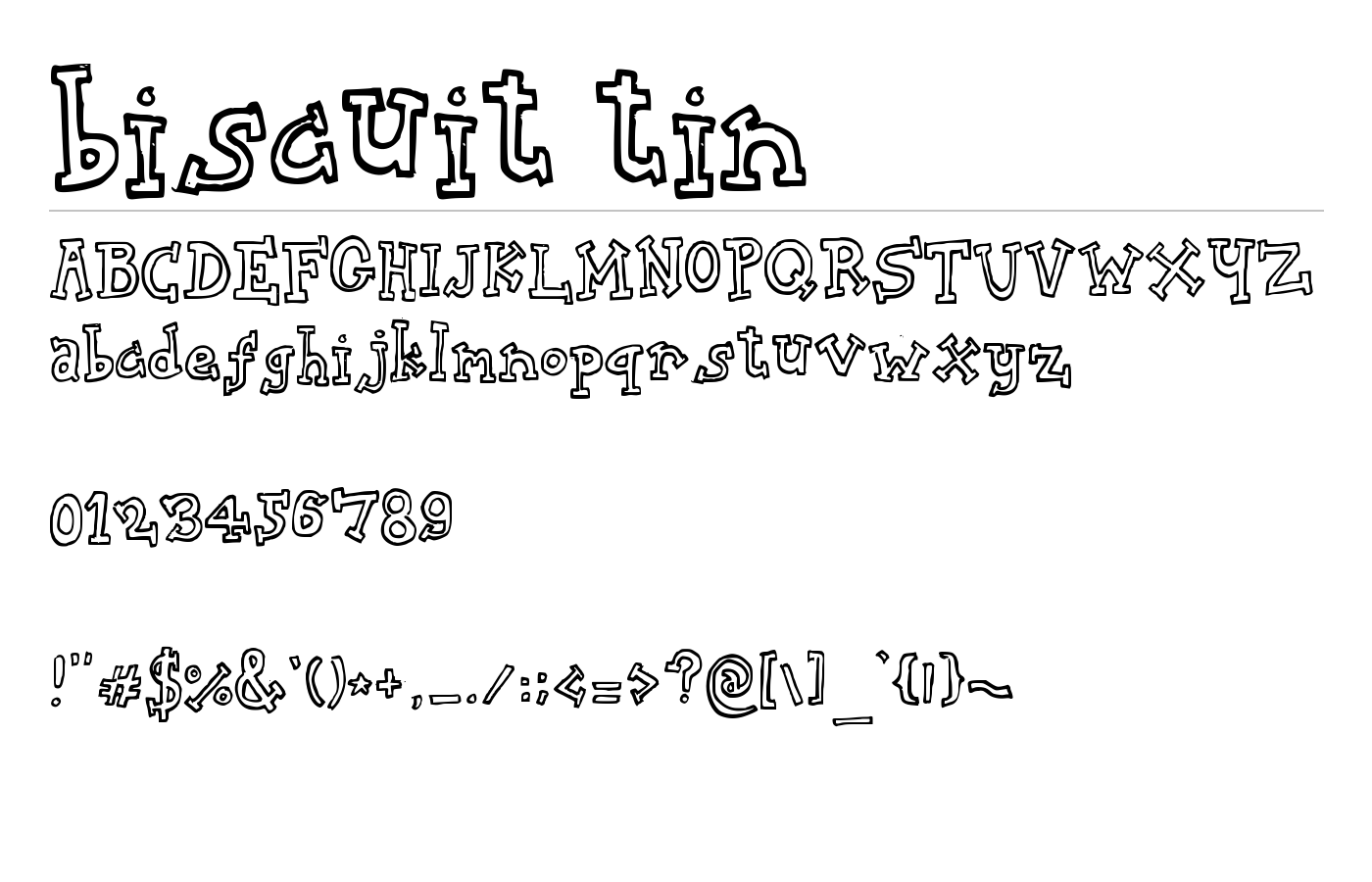 biscuit tin Font preview