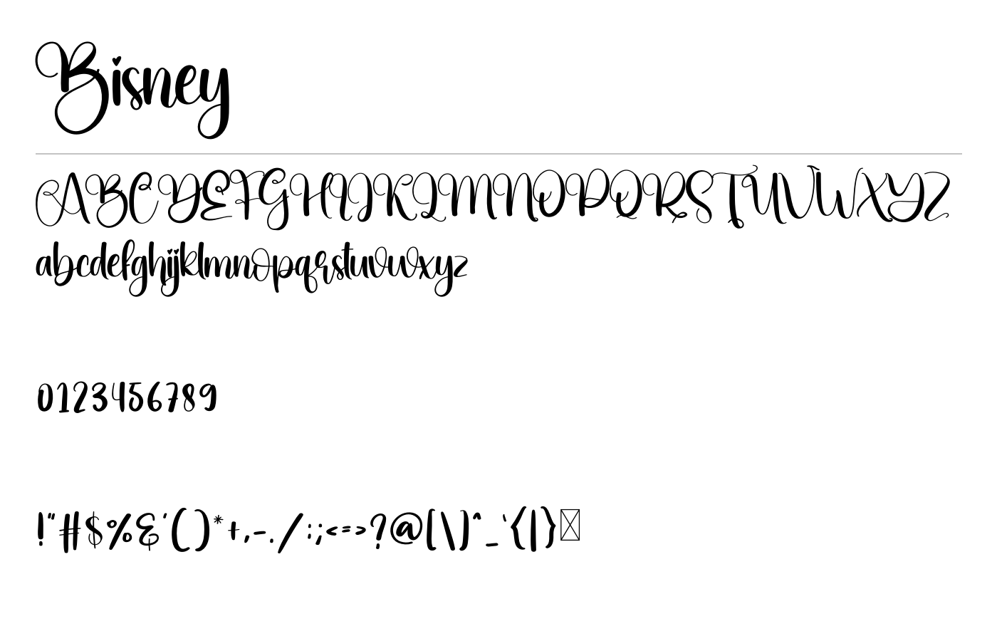 Bisney Font preview