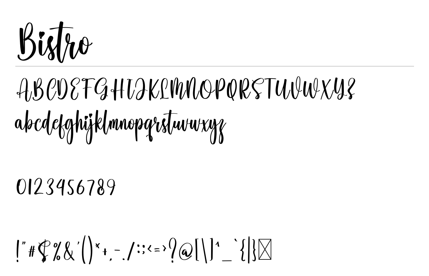 Bistro Font preview