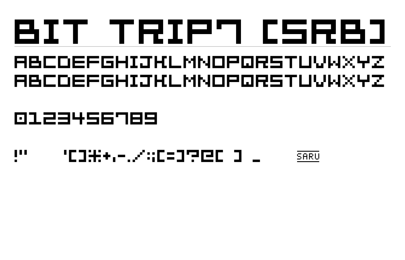 Bit Trip7 (sRB) Font preview
