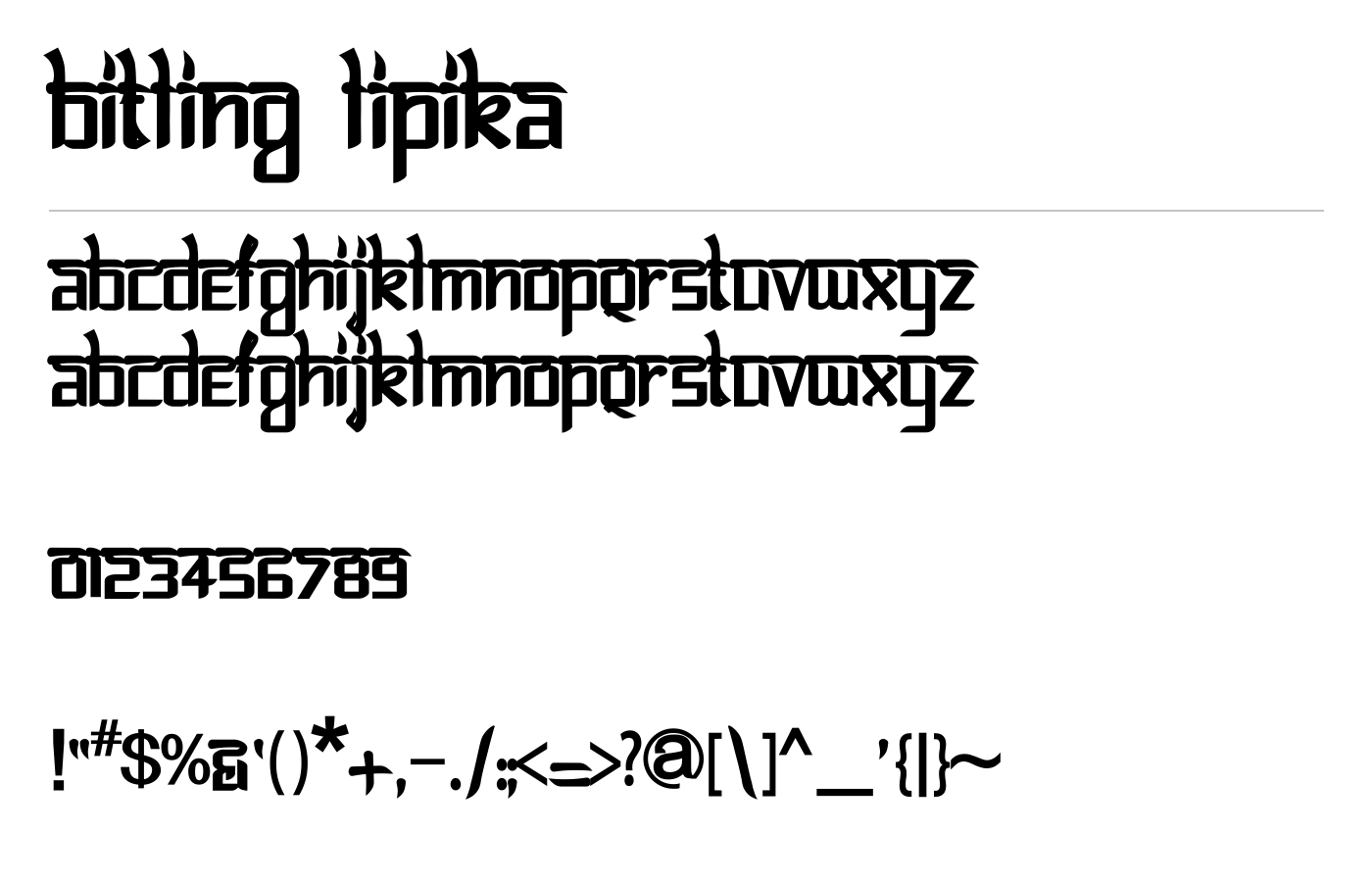 Bitling lipika Font preview