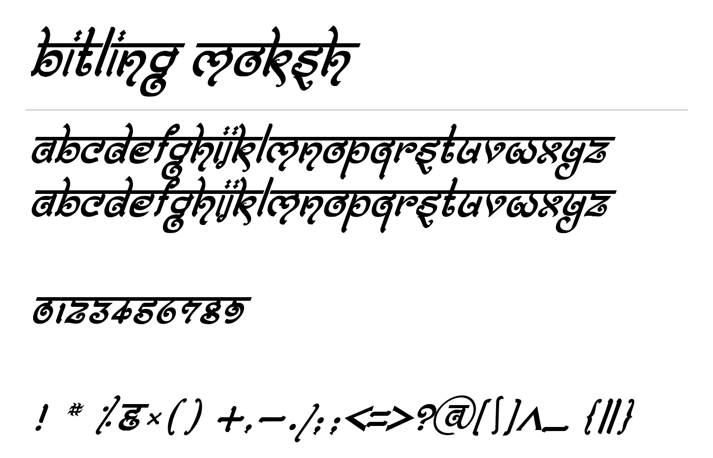 Bitling moksh Font preview