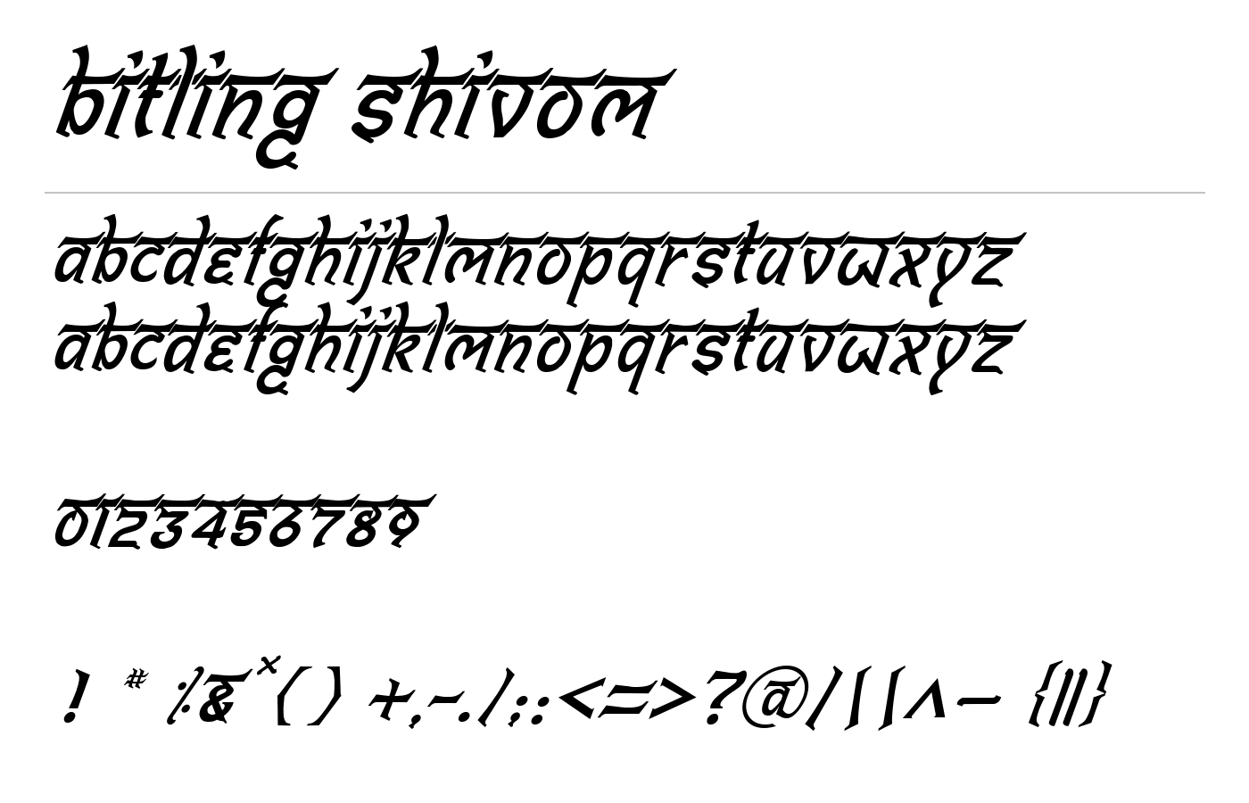 Bitling shivom Font preview