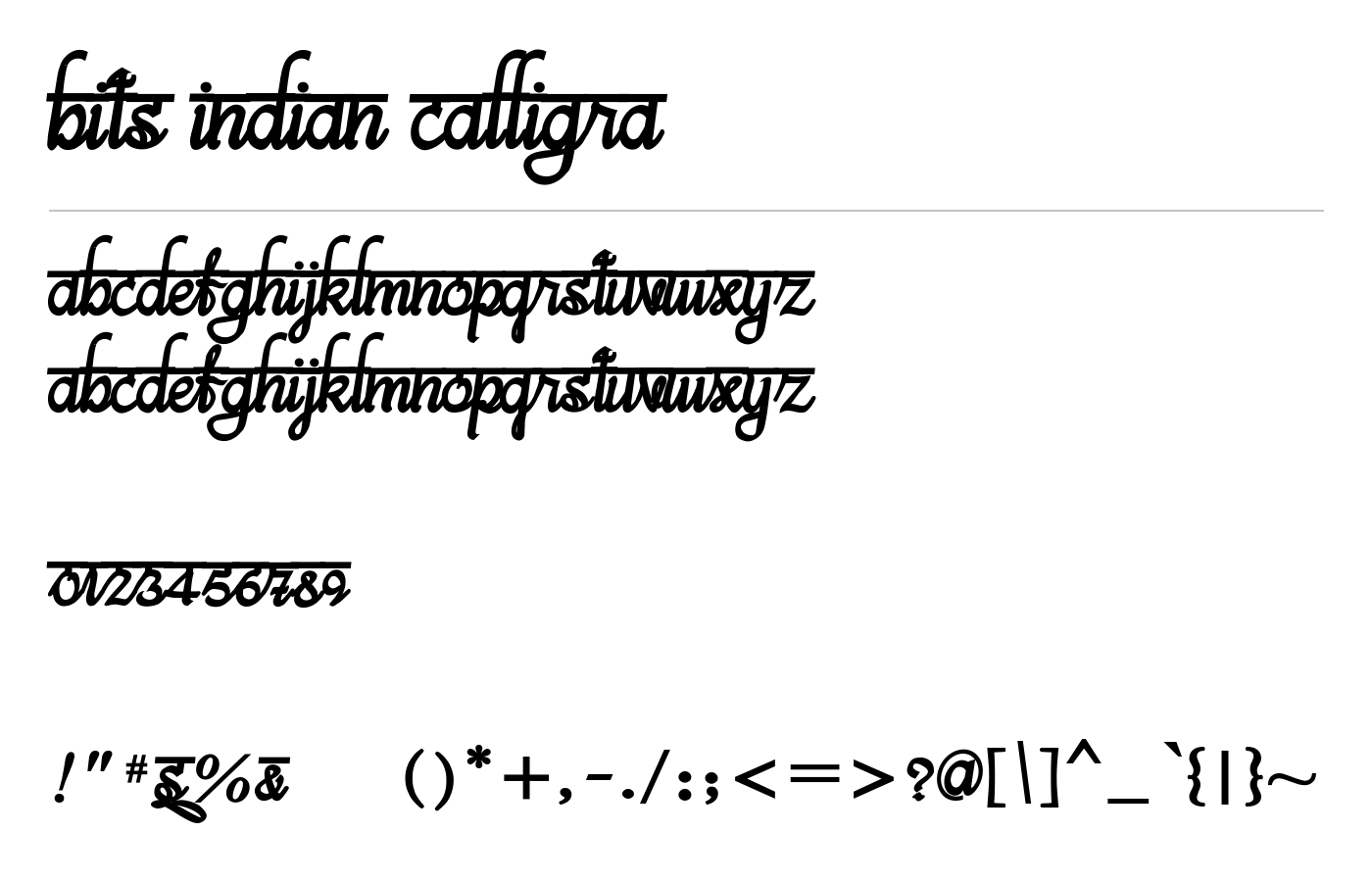 bits indian calligra Font preview