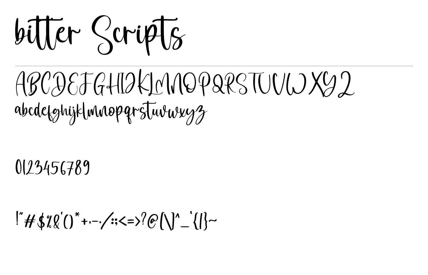 bitter Scripts Font preview