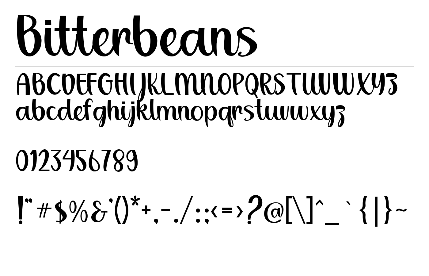 Bitterbeans Font preview