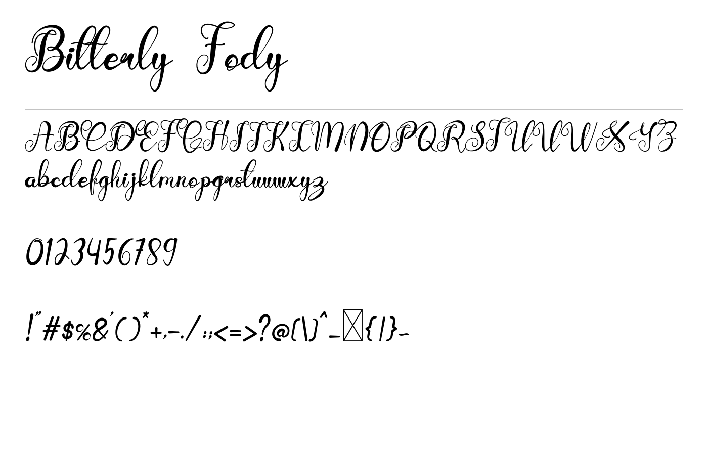 Bitterly Fody Font preview