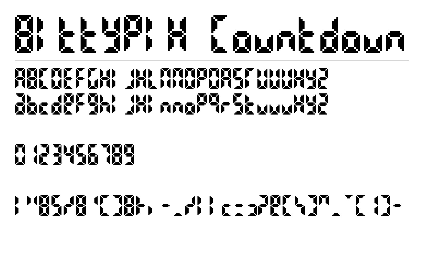 Bittypix Countdown Font preview