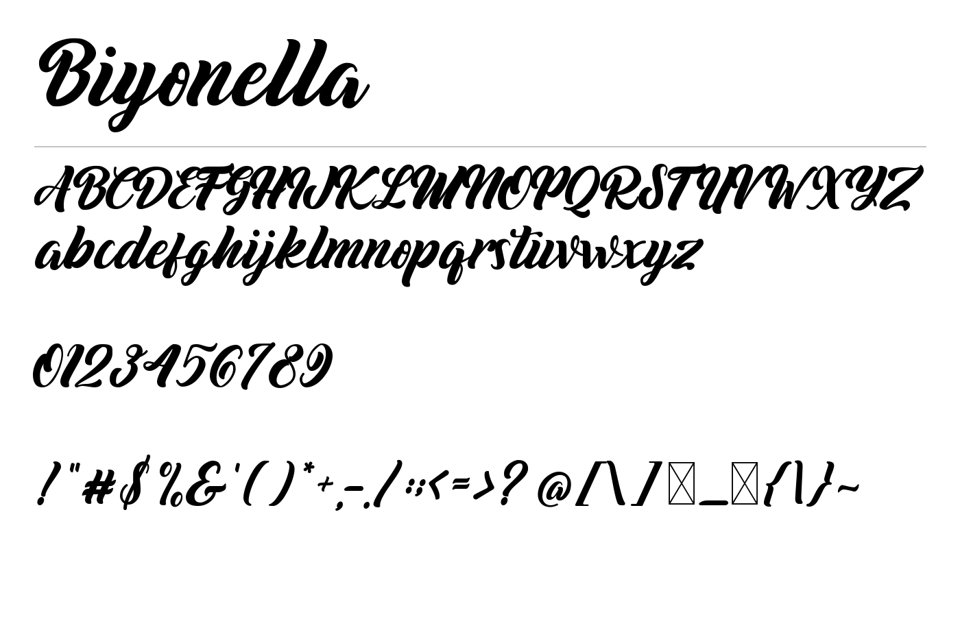 Biyonella Font preview
