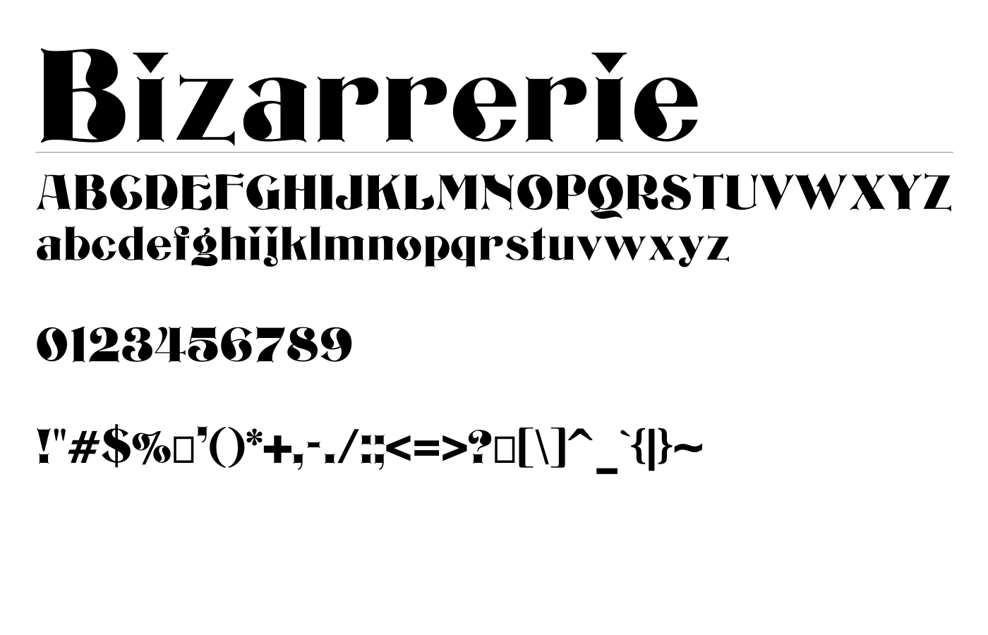 Bizarrerie Font preview