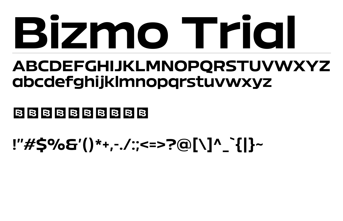 Bizmo Trial Font preview